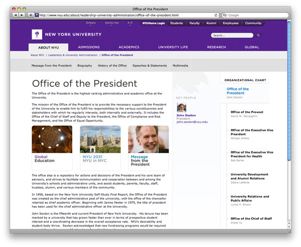 NYU Abu Dhabi website screenshot.